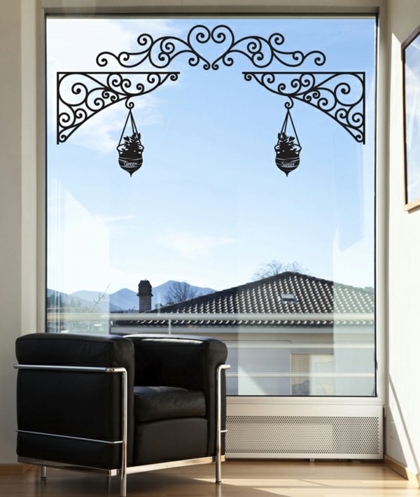 Nápady na dekoráciu okien Nástenné samolepky lampa Nápady na dekoráciu samolepky na stenu lampa z tepaného železa