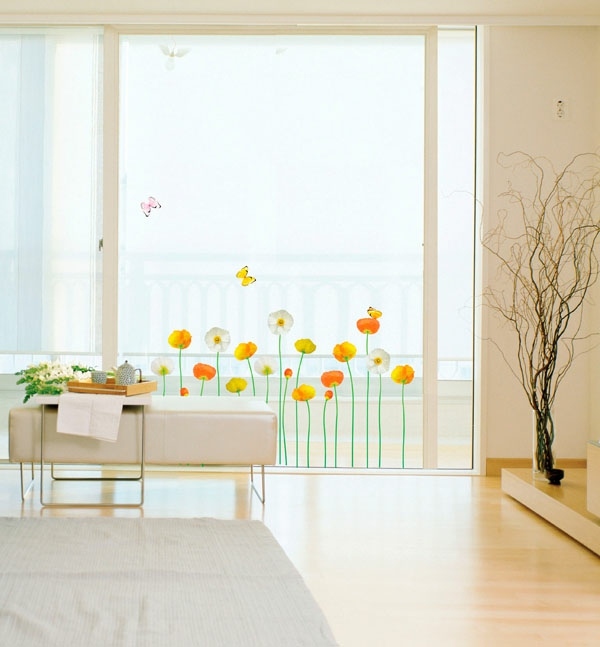 Samolepky na stenu Nápady na dekoráciu kvetov pre okno Nápady na dekoráciu okenných kvetov do obývačky