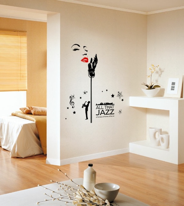 štýlová samolepka na stenu hudba malý byt Nálepka na stenu hudba zdobí malý byt