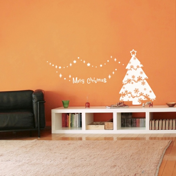 Veselé vianočné samolepky na stenu jedľa Vianočné samolepky na stenu jedľová stena