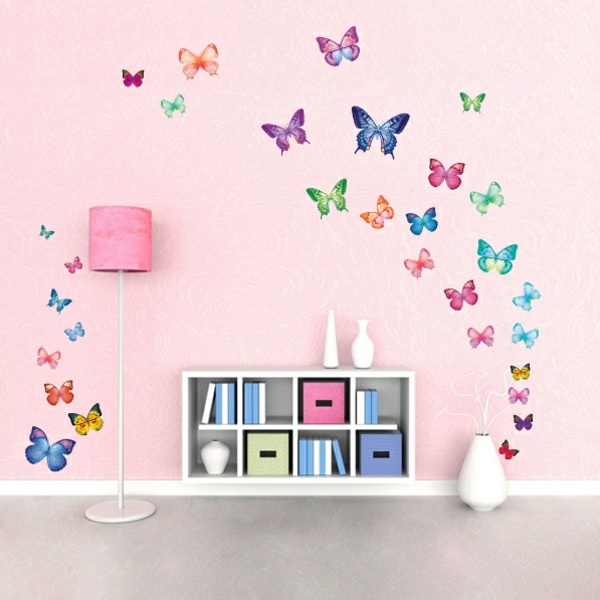 krásne nápady dekorácie motýle dievčenskej izby Nápady dievčatá izbové motýle nástenné police