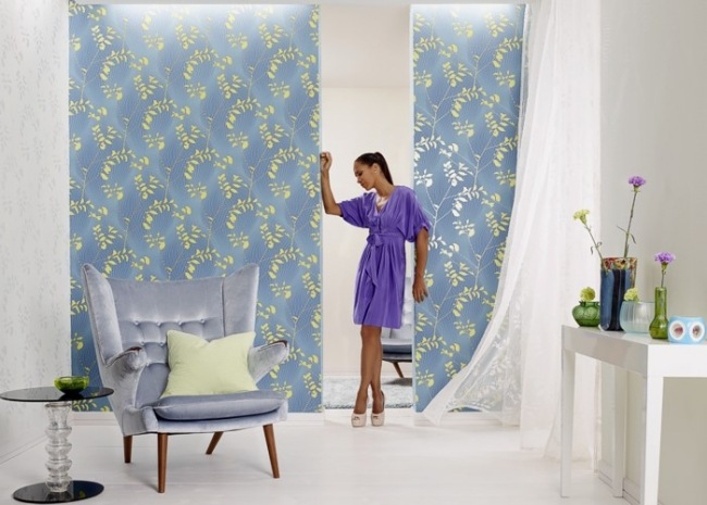 vzor tapety Barbara Becker modro žlté kvetinové motívy barbara becker tapeta vzor modrá žltá kvetinová