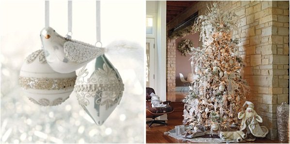 všetky nápady na vianočné ozdoby v bielej farbe celobiele-vianočné dekorácie-nápady
