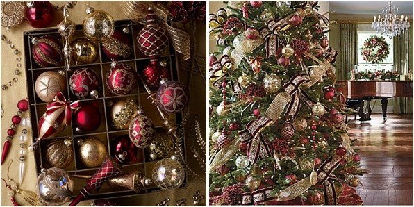 Vianočné ozdoby nápady nápady slávnostné červené zlato Ozdoby na vianočný stromček-nápady-slávnostné-červeno-zlaté
