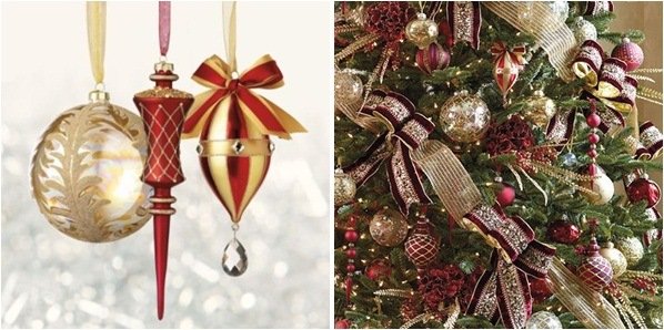 Vianočné ozdoby nápady zlato červené sklo Vianočné dekorácie-nápady-zlato-červené-sklo
