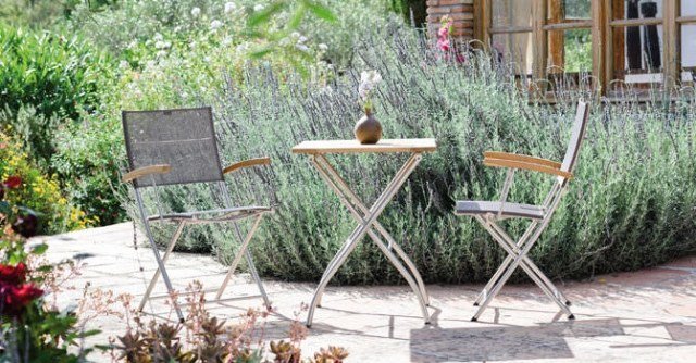 vonkajší záhradný nábytok sedacia skupina kávový skladací stôl záhradný drevo kovové nohy hviezda