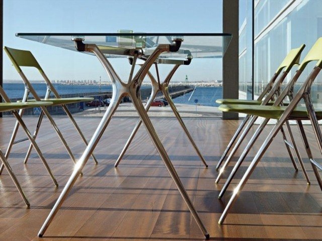 Plek obdĺžnikový skladací stôl kovové nohy terasa terasa drevo