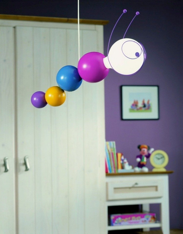 kreatívne detské žiarovky Stropné svietidlo húsenice Phillips Ruby detská izba