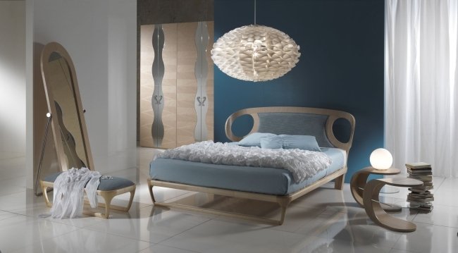 dizajn postele iride moderné drevo svetlo modré carpanelli súčasné