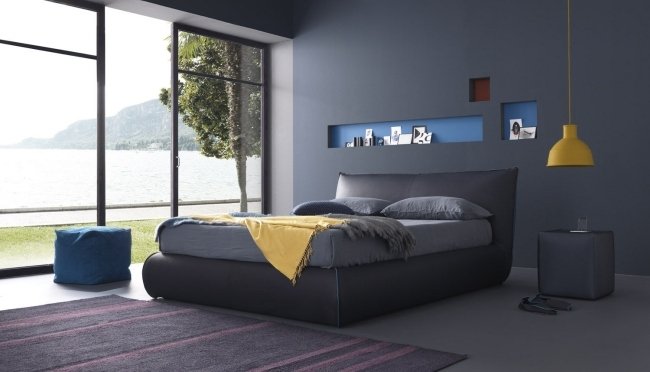 bolzan letti dvojitá posteľ koženka žlté akcenty