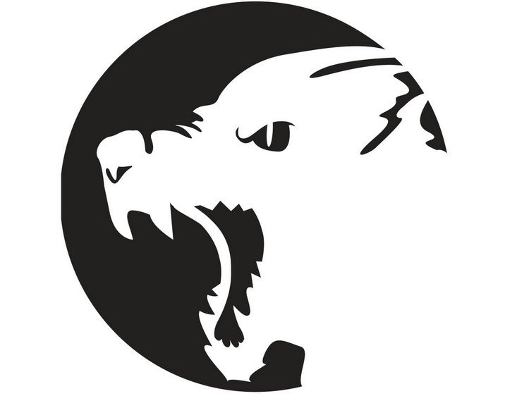 zlý vlkodlak a mesiac Šablóny na vyrezávanie halloweenskych tekvíc boli vlkolakom nahnevané