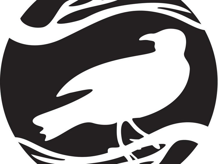 havran sediaci na konári halloween-obrubník-vyrezavacia-šablóna-havrania-vetva