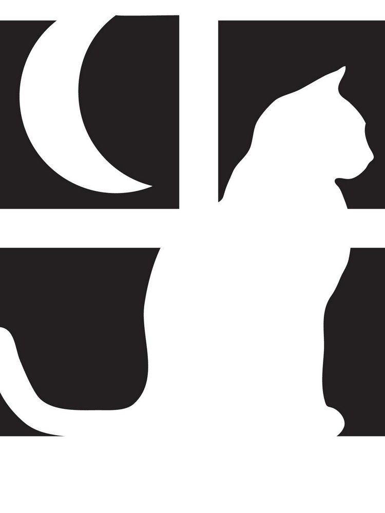 Mačka na parapete a mesiac v pozadí halloweenská obrubníková vyrezávacia šablóna mačací nočný parapet