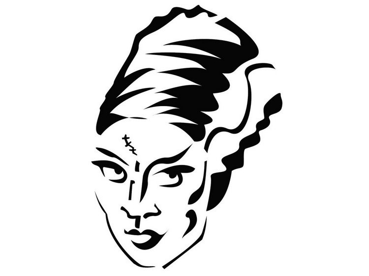 Šablóna vyrezávania Frankensteinovej nevesty halloween-kurbis-carving-templates-frankensteins-nevesta