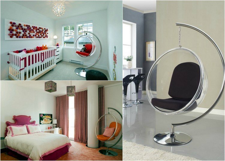 závesná stolička-rám-vo vnútri-detská izba-spálňa-bublinková stolička