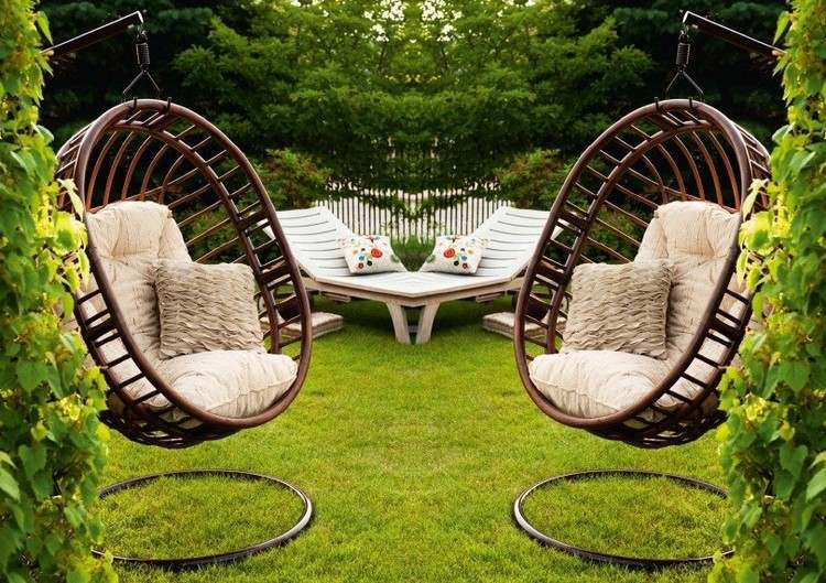 Závesná stolička-rám-vonkajšia-záhrada-rám-drevo-okrúhly-kovový rám