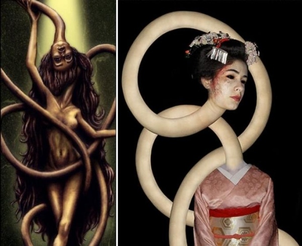 Rokurokubi Japonci-mýty Čudné-stvorenia Halloween-kostýmy Rokurokubi Japonské mýty-Divné bytosti Halloween-originálne kostýmy