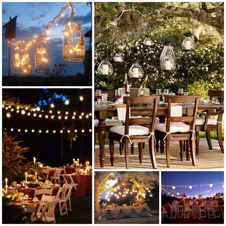 Osvetlenie s rozprávkovými svetlami pre vonkajší príjem kreatívne svadobné nápady svadobné-bez-víla-svetlá-svietniky