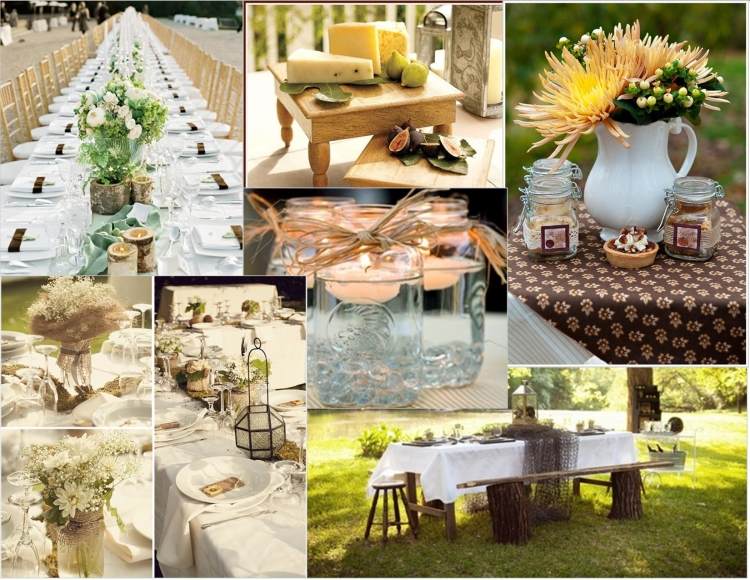 rustikálna dekorácia pre vonkajšie svadby koncom leta svadobné nápady-recepcia-zadarmo-rustikálny-vintage-štýl