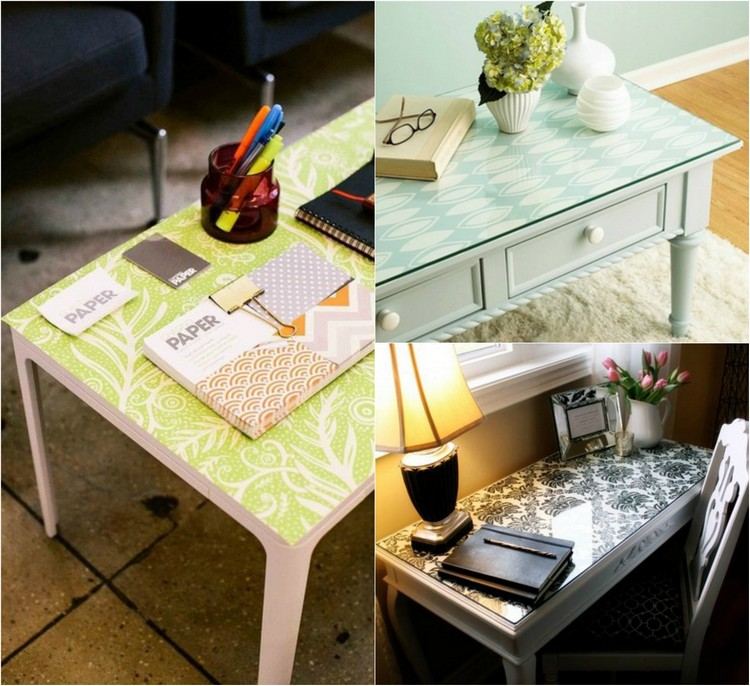 Skrášlite dosku konferenčného stolíka kúskami tapiet Nápady na zvyšky tapiet do-it-yourself-konferenčný stolík