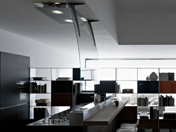 moderná kuchynská sklenená stena