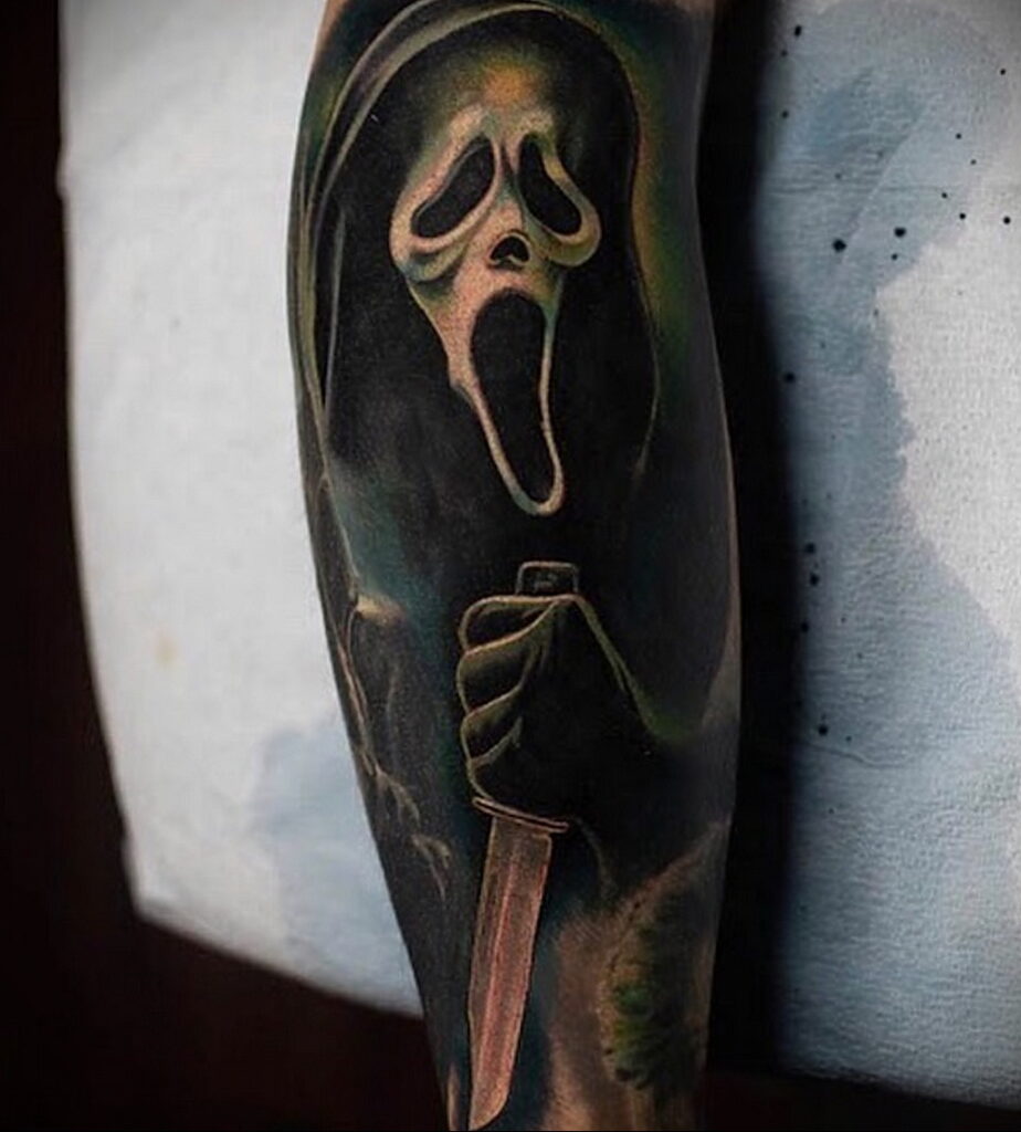 Twarz ducha - zdjęcie tatuażu 13.01.2021 №0016 -Tatuaż Norman Bates-