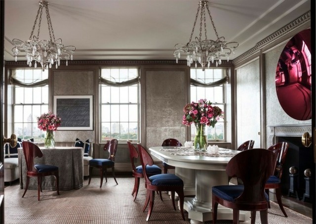 nápady na dizajn tapeta vzor zrkadlo stena jedáleň