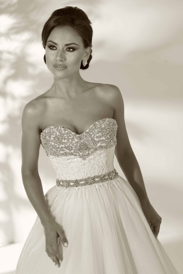 Očarujúce prsia s výšivkou, tylová sukňa korzetový opasok-blízky-obrázok-nevesty-šaty