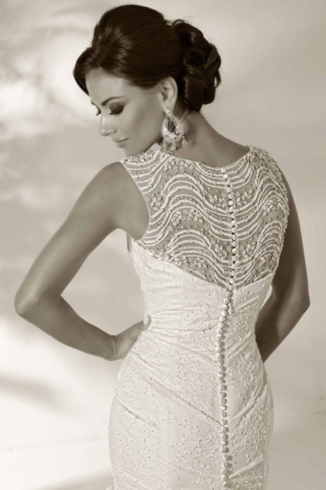 Čipka, tyl, gombíky na chrbte, lodičkový výstrih svadobné šaty bez rukávov krajky návrhár