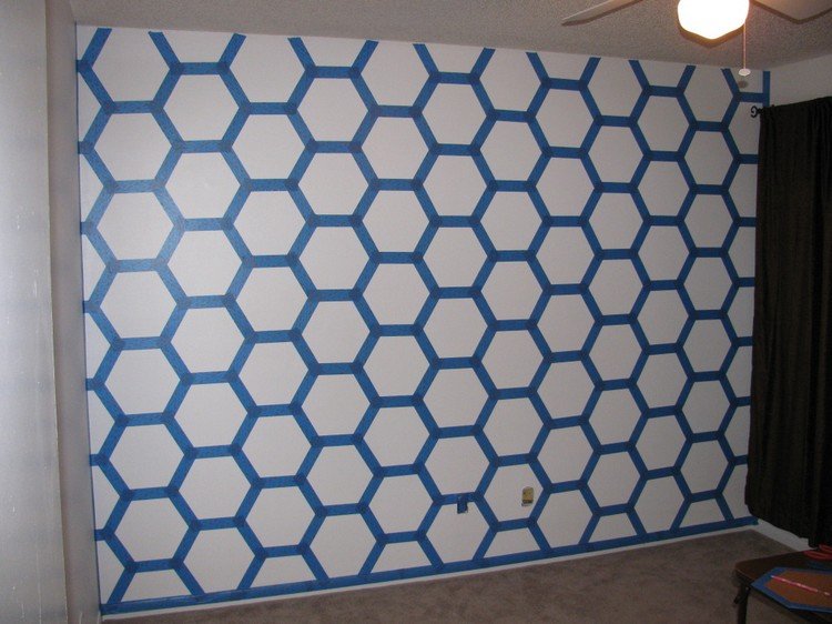 Nástenné nápady-urob si sám-voštinový-vzor-maliarska páska