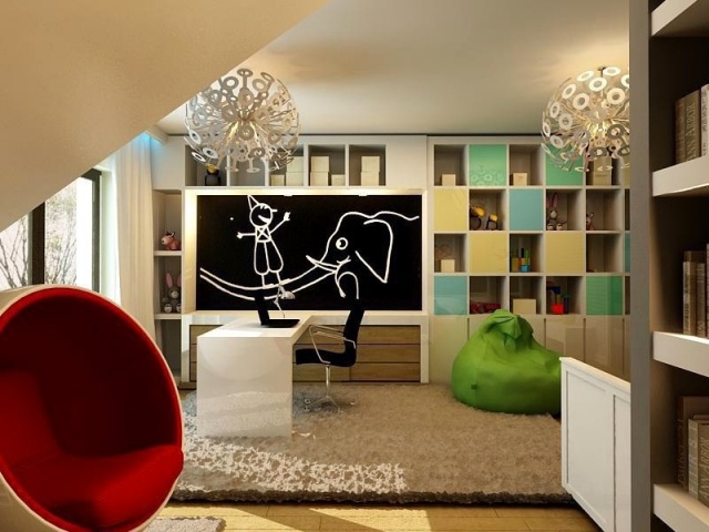obývačky-nápady-do-detských-izbičiek-kobercov-neutrálnej-farby-červenej-kreslá