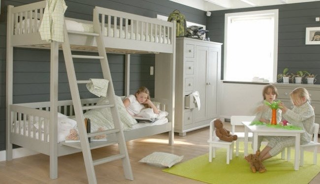 Poschodová posteľ z borovicového dreva-rebríkový nábytok-škôlka Josh Woodwork Poschodová posteľ z masívu-s rebríkovým nábytkom-škôlka Josh Woodwork