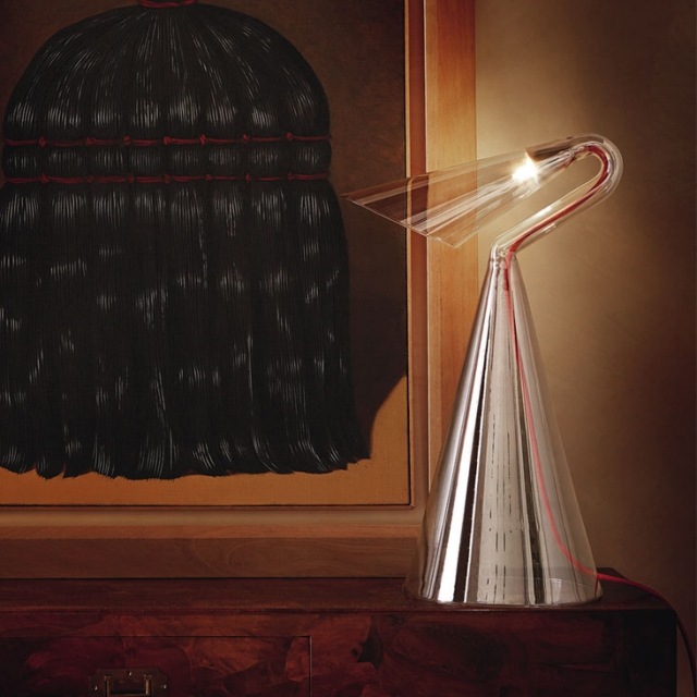 Dizajnová stolná lampa-transparentné puzdro-plast, viditeľný kábel-červený Priehľadná stolná lampa na čítanie plastový kábel červený