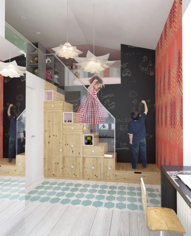 kreatívne-zariadenie-detskej izby-nápady-na-úložný priestor-skryté v schodisku