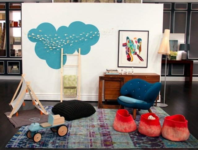 detská izba-dizajn-kreatívne-sedacie vaky-písací stôl-dekorácie z dreva