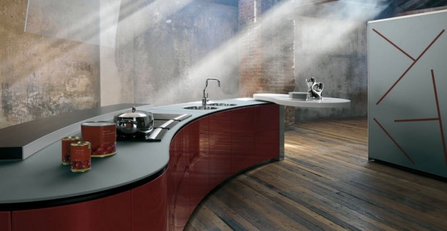 Lakové kuchynské sklo s vysokým leskom-Artematica Valcucine-ekologické farby na vodnej báze Moderné lakované kuchynské sklo s vysokým leskom lakom na vodnej báze Artematica Valcucine