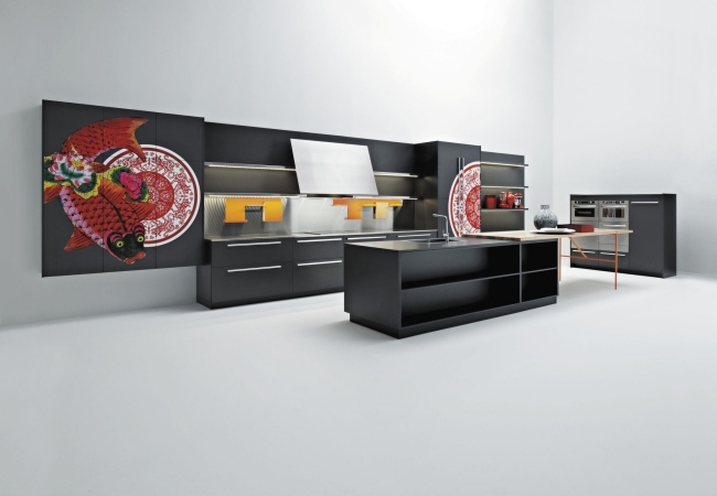 Grafitovo-laminátová kuchynská linka-dizajn detského ihriska-moderné zariadenie nábytku moderný grafitový laminát, dizajn kuchyne a detského ihriska, moderná nábytková nástenná maľba