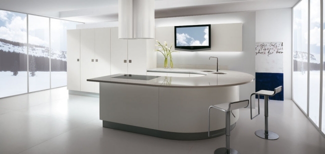 Timo Drevo-okrúhle riešenie dizajnu kuchyne lesklá biela Biefbi Timo Wood- kuchynský ostrovček okrúhle riešenie dizajnu kuchyne lesklá biela Biefbi