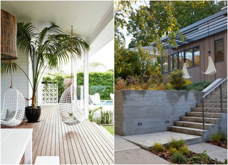 biele závesné stoličky na terasy s námorným nádychom moderná terasa-biela-visiaca-stolička-námorná-vkus