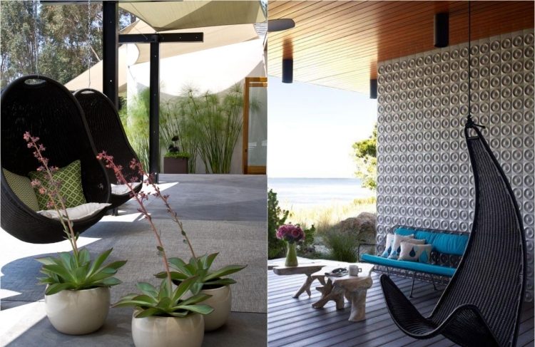moderné čierne závesné stoličky namiesto sedacieho nábytku moderné-čierne-zavesené-stoličky-krytá-terasa