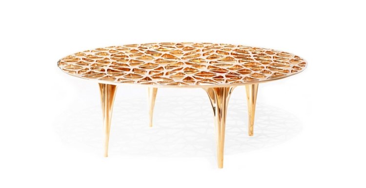 Možnosť 3D tlače z rôznych materiálov 3D tlač -nábytok-dizajn-stôl-jedálenský stôl-rastlina-bunková štruktúra