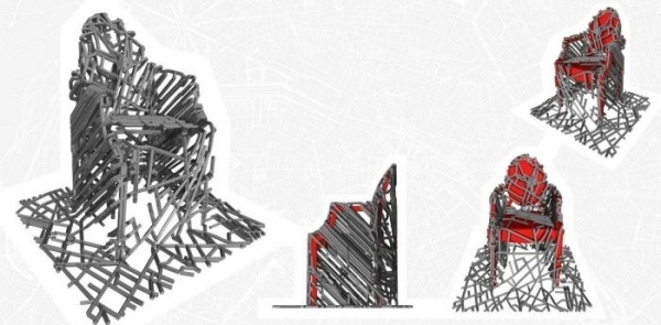 Parížsky trón John Briscella 3D tlačený dizajnérsky nábytok