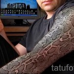 3D kígyó tetoválás a karfotón - példa a kész tetoválás fényképére 02032016 -ból 4