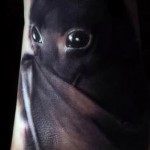 Denevér 3D tetoválása a lábán - példa egy kész tetoválás fényképére 02032016 -ból 1