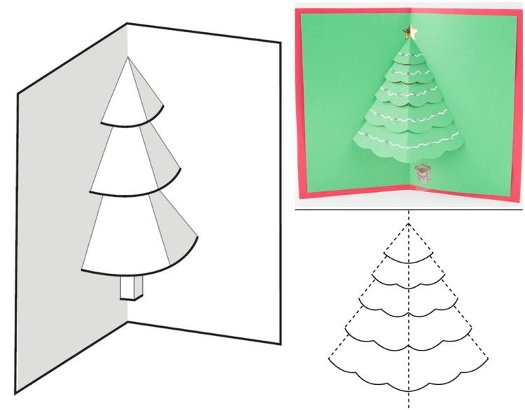 Vyklopte vianočnú pohľadnicu so šablónami jedľových stromov