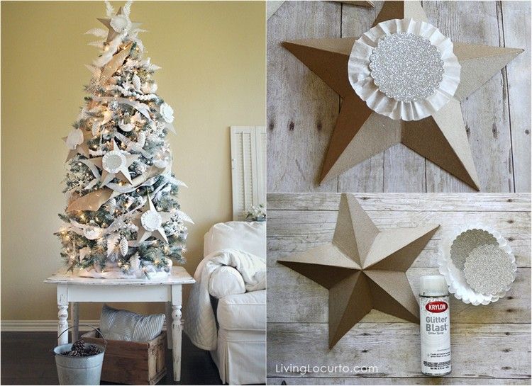 3D vianočná hviezda vyrobená z lepenky zdobenej vložkami na košíčky vianočný stromček drotár vianočný stromček-dekoračný-stavebný papier