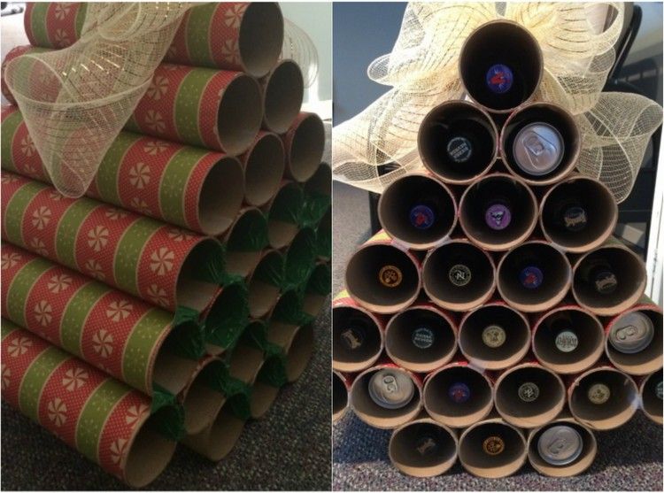 Zabaľte prepravné trubice vianočným papierom Vyrobte si svoj vlastný adventný kalendár baliaci papier na priateľa-pivo-lodnú-tubu