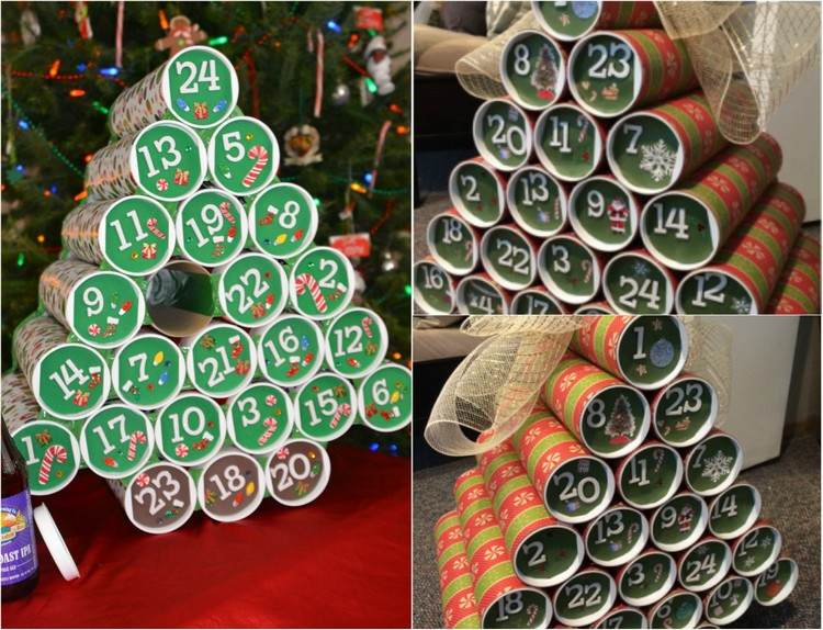 Skrývanie darčekov pre priateľa na vianočný stromček pred poštovými schránkami Vytvorte si vlastný adventný kalendár-pokyny na odoslanie-tuba-vianočný stromček