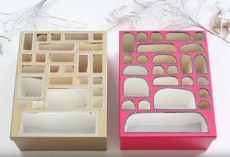 vyrezať veľké a malé okná adventný kalendár-urob si sám-priateľka-krabica od topánok-návod