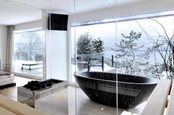 čierna voľne stojaca vaňová taška bagno sasso ocean collection